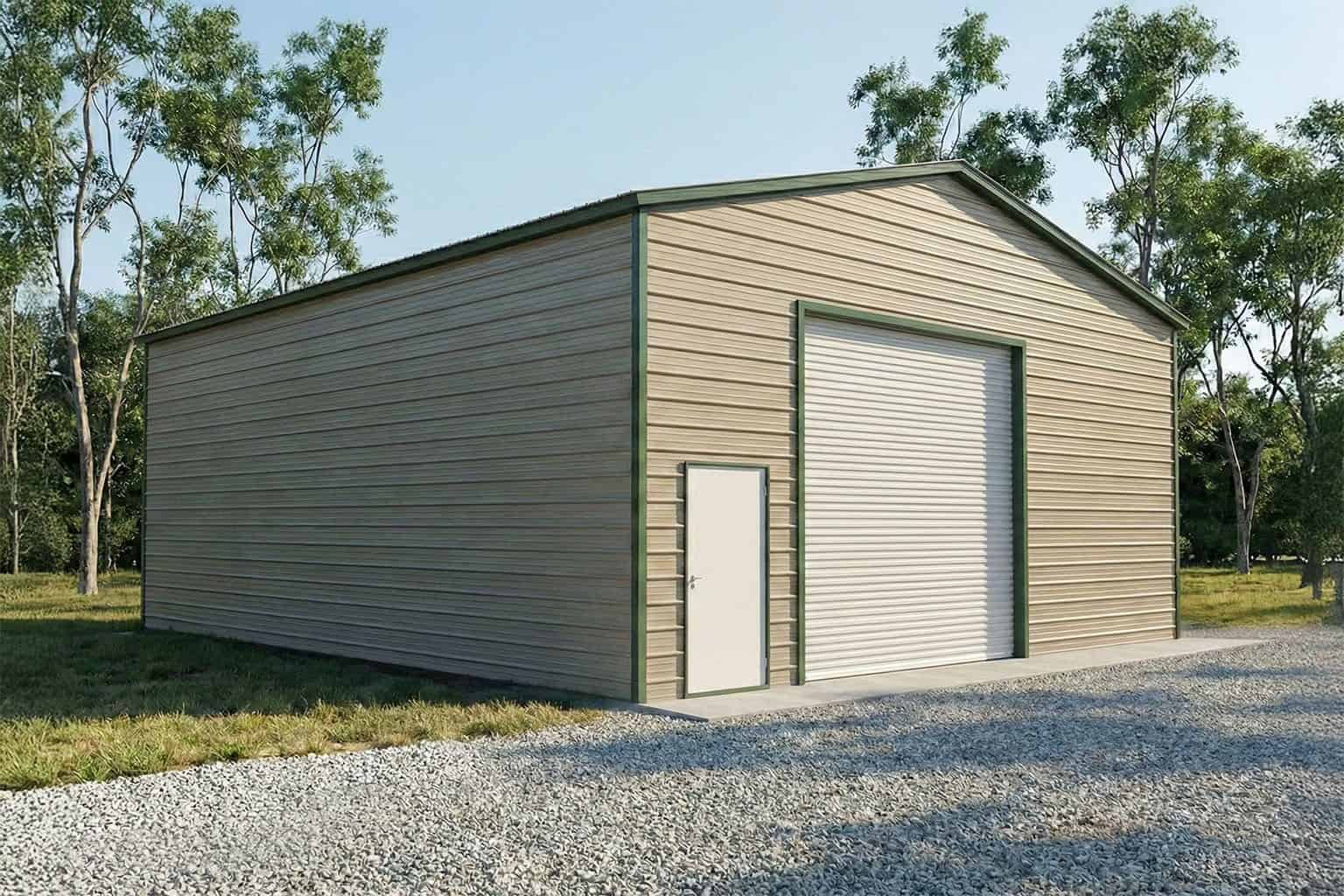 30x40x12 metal garage with roll-up garage door