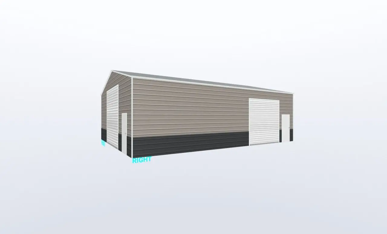 30x40 Workshop / Steel Building (Angle Side View)