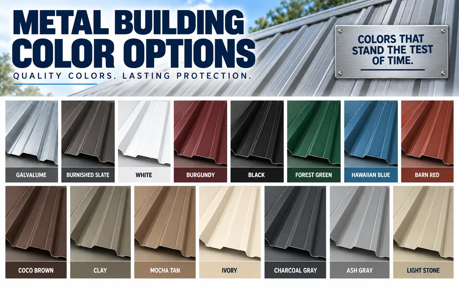 Roof, siding and trim colour options