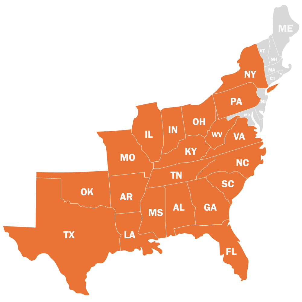 Keen's Buildings free delivery and installation service area, southeastern United States