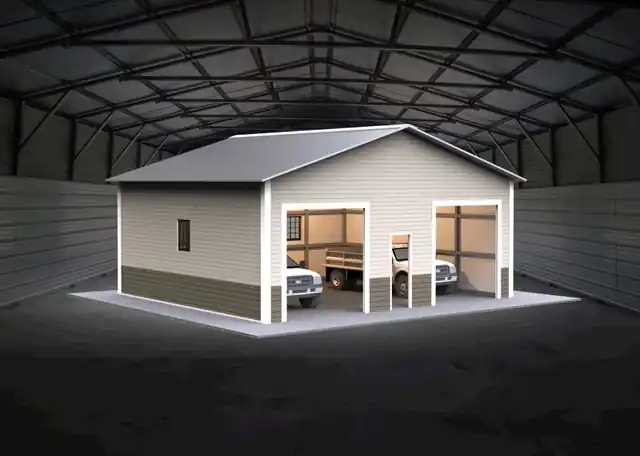 3D metal garage design tool, rotating preview