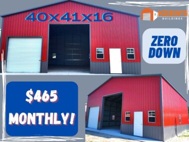 Keen's Buildings, 40X40X16 Metal Garage, KBG-2G404016-1D3W