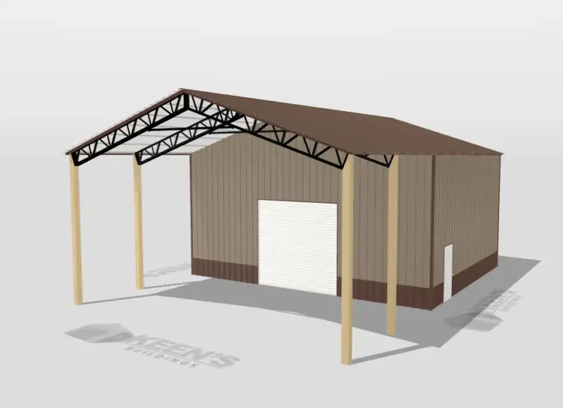 Keen'S Buildings, 36X50X16 Pole Barn  W/ 20' Enclosed Diy Kit, Kbp-365016C-1G1D4W-1