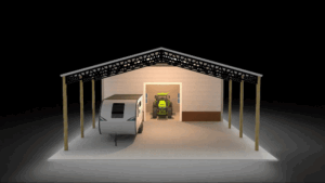 36x50x16 Pole Barn  w/ 20' Enclosed Installed