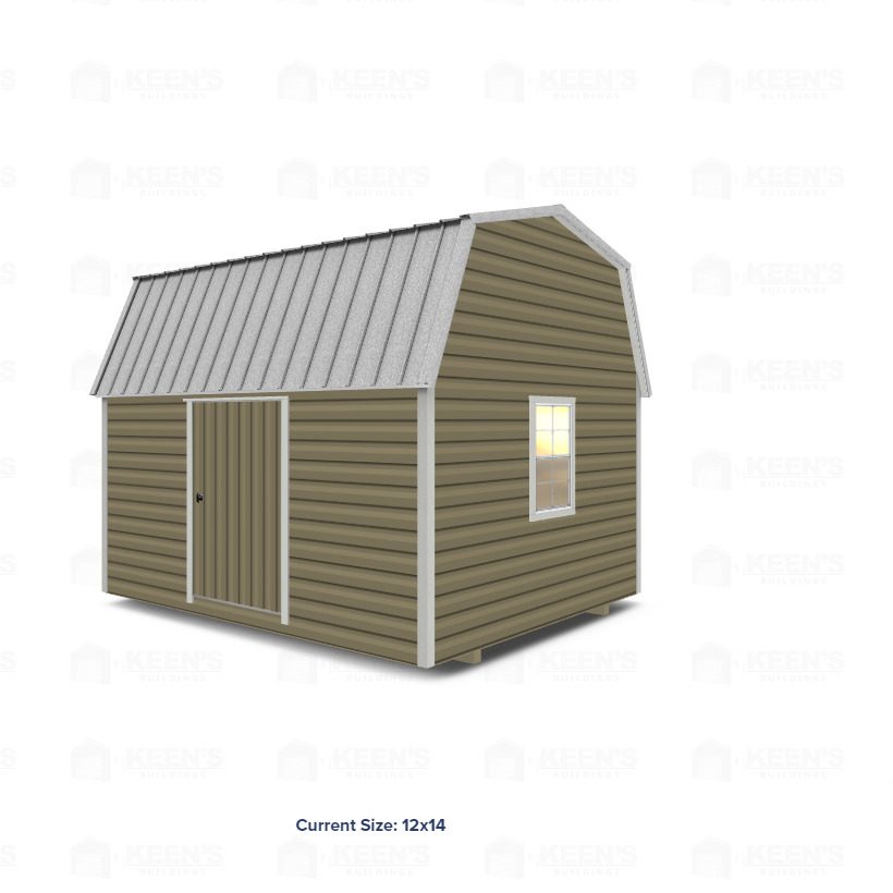 12X14 Lofted Shed Barn W/ Eve Side Door 12X14 Lofted Shed Barn With Eve Side Door Keen'S Buildings, 12X14 Lofted Shed Barn W/ Eve Side Door, Kbs-Ged121407-1D2W