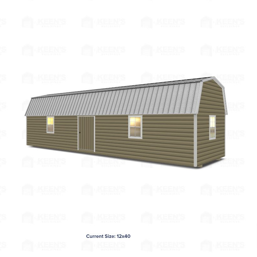 12X40 Lofted Shed Barn W/ Eve Side Door 12X40 Lofted Shed Barn With Eve Side Door Keen'S Buildings, 12X40 Lofted Shed Barn W/ Eve Side Door, Kbs-Ged124007-1D4W