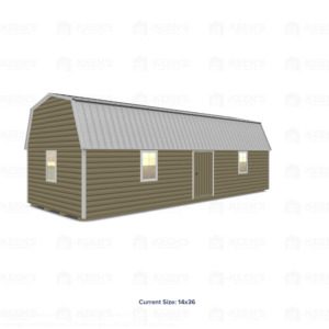 14x36 Lofted Shed Barn w/ Eve Side Door