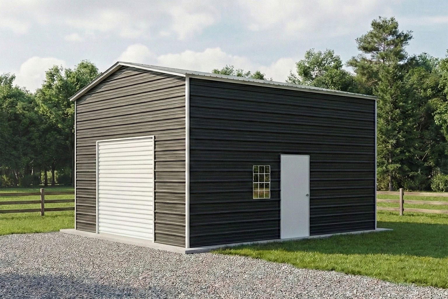 16X20X12 Metal Garage 16X20X12 Metal Garage Keen'S Buildings, 16X20X12 Metal Garage, Kbg-1G162012-1D1W