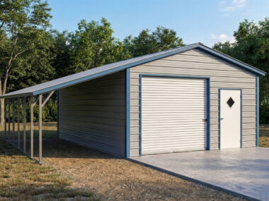 Keen's Buildings, 18x20 Metal Garage Shop with Lean-to, KBG-182010-L12