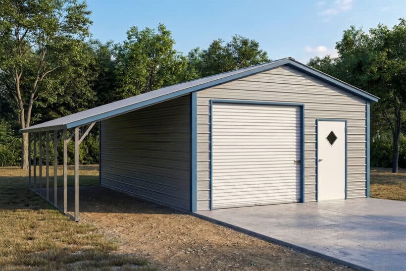 Keen'S Buildings, 18X20 Metal Garage Shop With Lean-To, Kbg-182010-L12