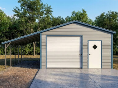 Keen's Buildings, 18x20 Metal Garage Shop with Lean-to, KBG-182010-L12