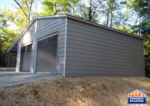 30x30x12 Metal Garage w/ Lean-to