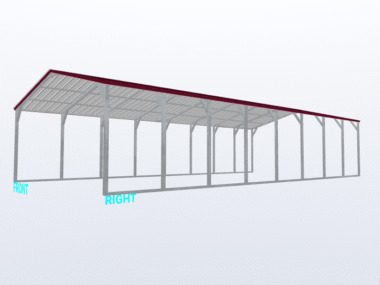 Keen's Buildings, 20x40x8 Vertical Roof Carport, KBS-204008CP-VER