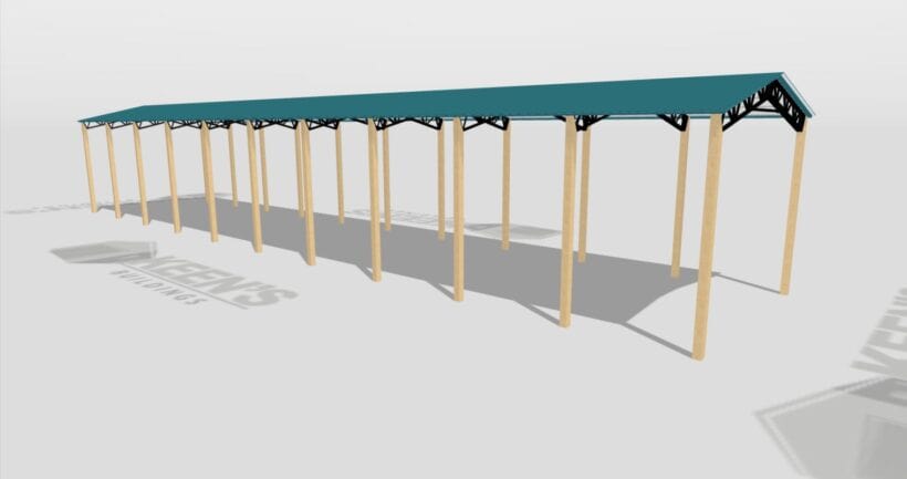 Keen'S Buildings, 24' X 120' X 16' Open Pole Barn Installed, Kpb-2412016-Op