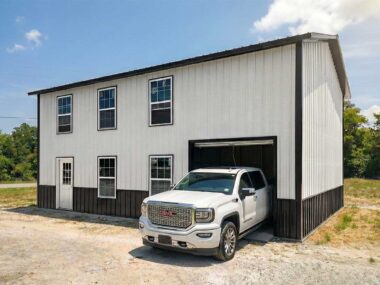 Keen's Buildings, 24x36x16 2-Story Metal Garage Installed, KBG2-1G243616-1D6W