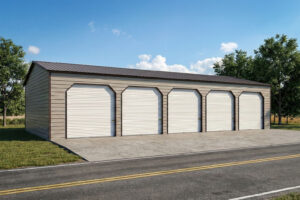 24X60X12   5 Car Metal Garage/ Workshop Installed