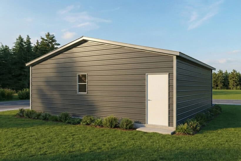 Keen'S Buildings, 30X25X10 Metal Garage / Workshop Installed, Kbg-2G304014-1D0Wf-1