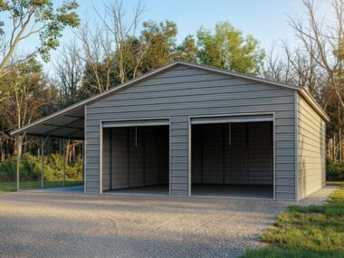 Keen's Buildings, 30x30x12 Metal Garage w/ Lean-to, KPB-303012211