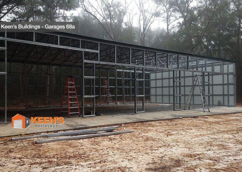 Keen'S Buildings, 30X71X14 Metal Garage / Workshop Installed, Kbg-5G307114-2D0W
