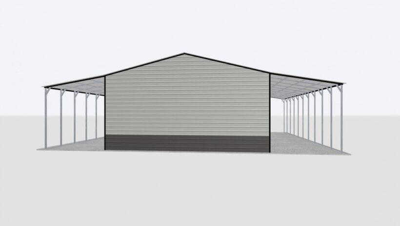 Keen'S Buildings, 30X50X14 Combo Metal Garage/ Workshop W/Lean-To Installed, Kbg-2G305014-1D4W2Lt