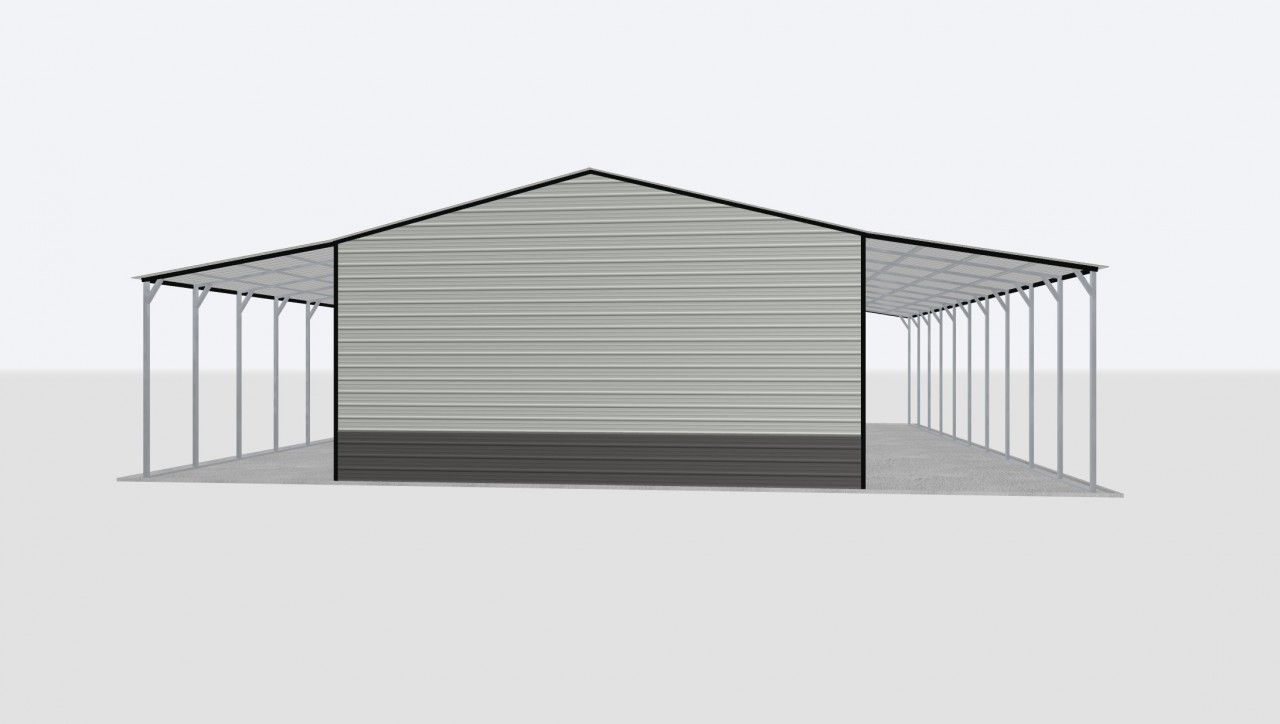 30X50X14 Combo Metal Garage/ Workshop W/Lean-To Installed 30X50 Metal Building Keen'S Buildings, 30X50X14 Combo Metal Garage/ Workshop W/Lean-To Installed, Kbg-2G305014-1D4W2Lt