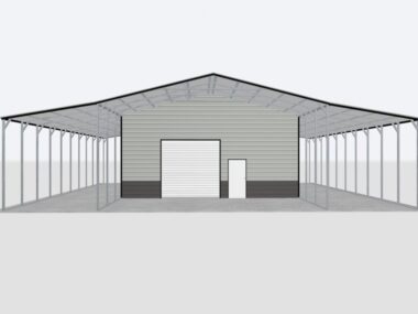 Keen's Buildings, 30X50X14 Combo Metal Garage/ Workshop w/Lean-To Installed, KBG-2G305014-1D4W2LT