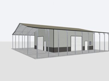 Keen's Buildings, 30X50X14 Combo Metal Garage/ Workshop w/Lean-To Installed, KBG-2G305014-1D4W2LT