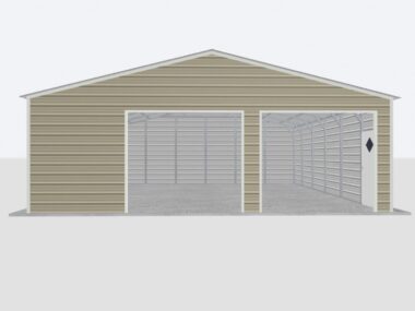 Keen's Buildings, 28X30X9  2 Car Metal Garage/ Workshop Installed, KBG-2FO283009-1D0W