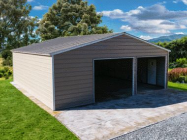 Keen's Buildings, 28X30X9  2 Car Metal Garage/ Workshop Installed, KBG-2FO283009-1D0W