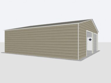 Keen's Buildings, 28X30X9  2 Car Metal Garage/ Workshop Installed, KBG-2FO283009-1D0W