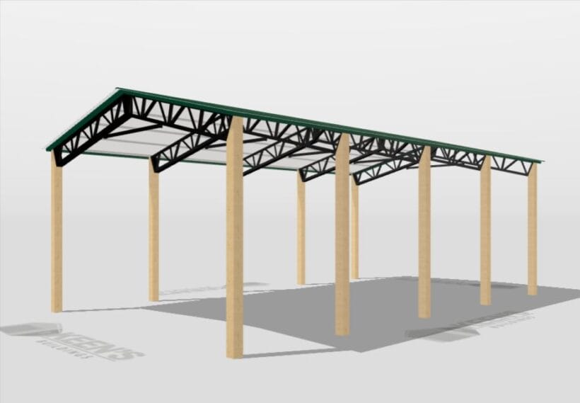 Keen'S Buildings, 24' X 40' X 12' Open Pole Barn Installed, Kpb-244012-Op