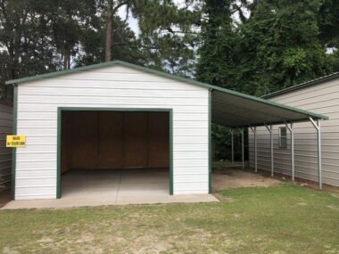 Keen's Buildings, 18X25 Enclosed Carport w/12' Lean-To, KBC-182500-AF2G1RDFO1L