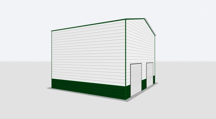 Keen'S Buildings, 28X25X16 2-Car Metal Garage, Kbg-2G282516-1D1W