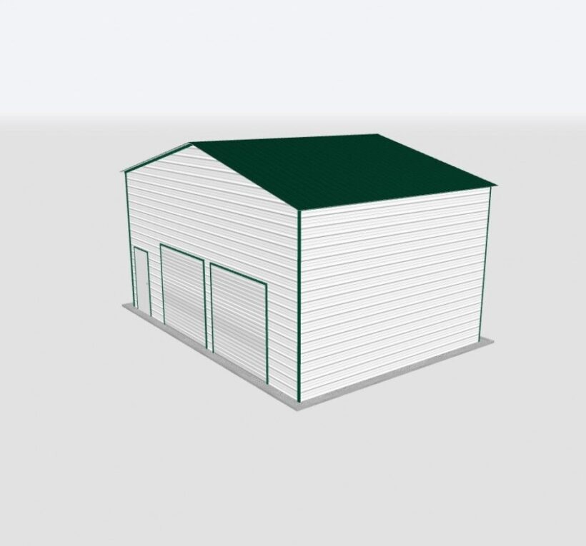 Keen'S Buildings, 28X20X14 2-Car Metal Garage, Kbg-2G282014-1D1W