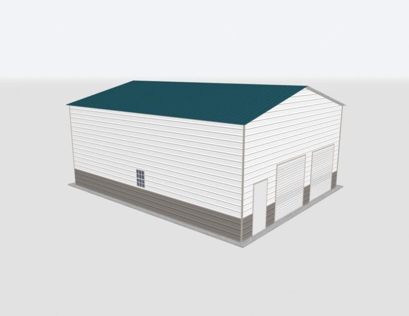 Keen'S Buildings, 28X30X12 2-Car Metal Garage, Kbg-2G283012-1D1W