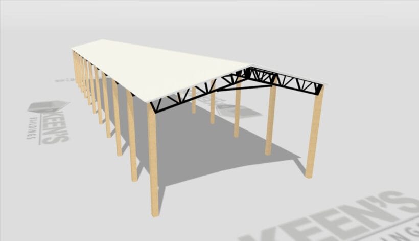 Keen'S Buildings, 24' X 100' X 12' Open Pole Barn Installed, Kpb-2410012-Op