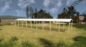 24' x 110' x 14' Open Pole Barn Installed