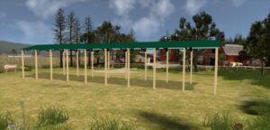 24' x 100' x 16' Open Pole Barn Installed