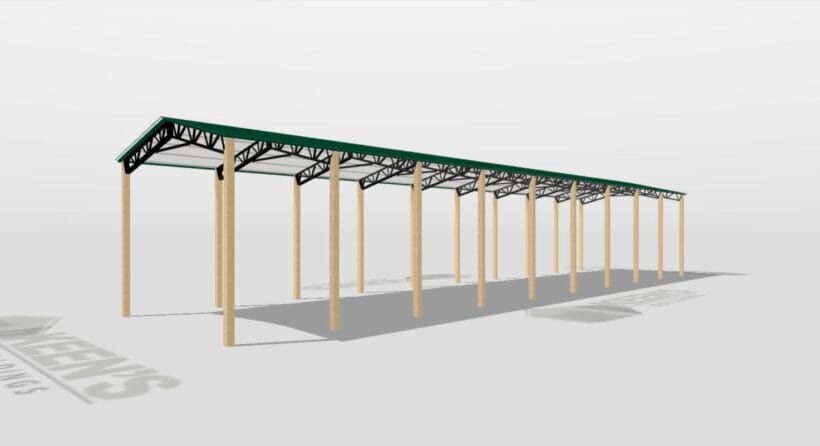 Keen'S Buildings, 24' X 100' X 20' Open Pole Barn Installed, Kpb-2410020-Op