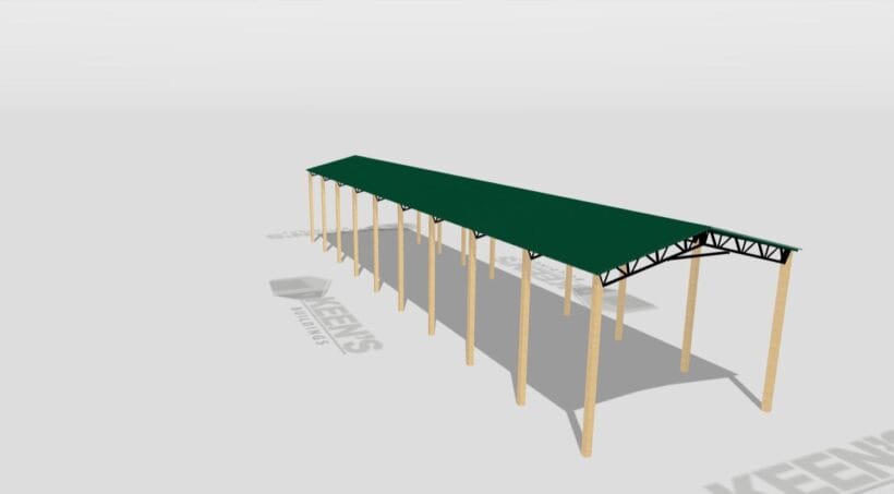 Keen'S Buildings, 24' X 100' X 20' Open Pole Barn Installed, Kpb-2410020-Op