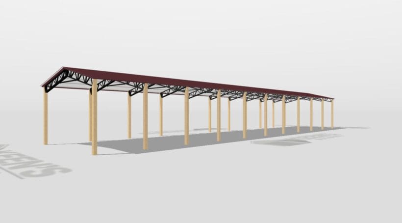 Keen'S Buildings, 24' X 120' X 12' Open Pole Barn Installed, Kpb-2412012-Op