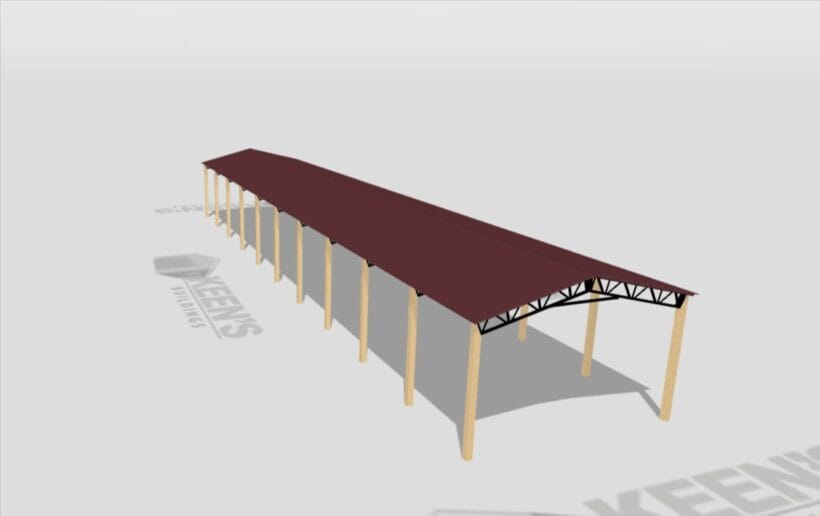 Keen'S Buildings, 24' X 120' X 12' Open Pole Barn Installed, Kpb-2412012-Op