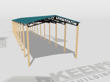 Keen's Buildings, 24' x 120' x 16' Open Pole Barn Installed, KPB-2412016-OP