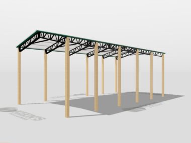 Keen's Buildings, 24' x 50' x 20' Open Pole Barn Installed, KPB-245020-OP