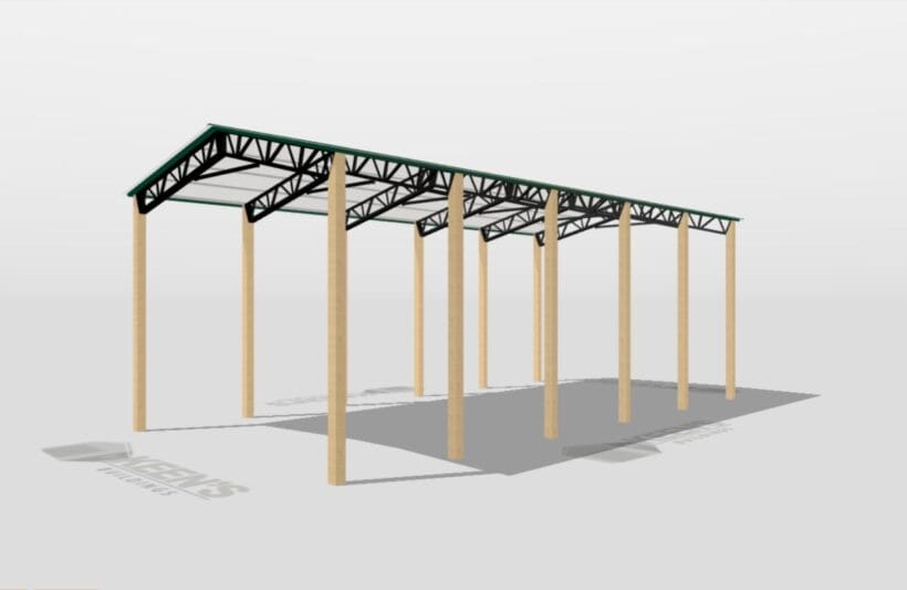 Keen'S Buildings, 24' X 50' X 16' Open Pole Barn Installed, Kpb-245016-Op
