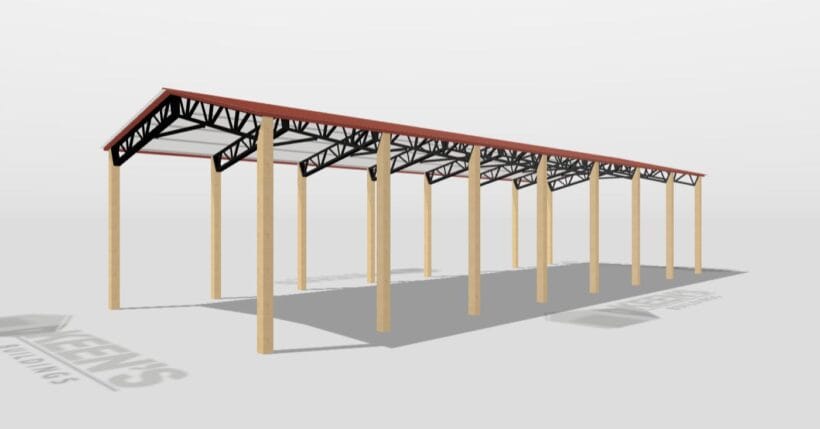 Keen'S Buildings, 24' X 70' X 12' Open Pole Barn Installed, Kpb-247012-Op