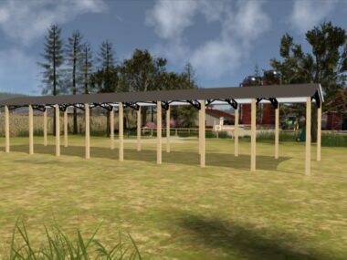 24' x 90' x 14' Open Pole Barn Installed