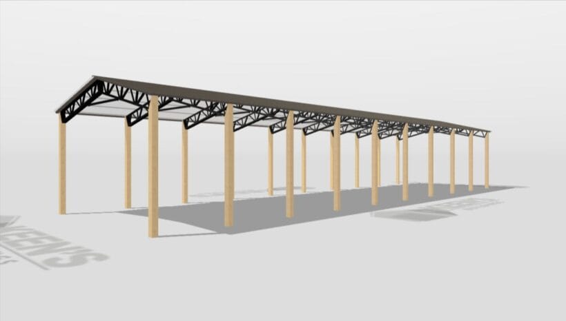 Keen'S Buildings, 24' X 90' X 12' Open Pole Barn Installed, Kpb-249012-Op