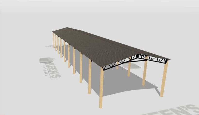 Keen'S Buildings, 24' X 90' X 12' Open Pole Barn Installed, Kpb-249012-Op