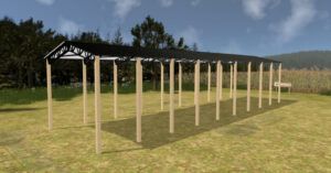 24' x 90' x 16' Open Pole Barn Installed